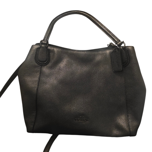 Coach Handbags - Coach Pewter Leather Handbag Crossbody Bag With Dust Bag